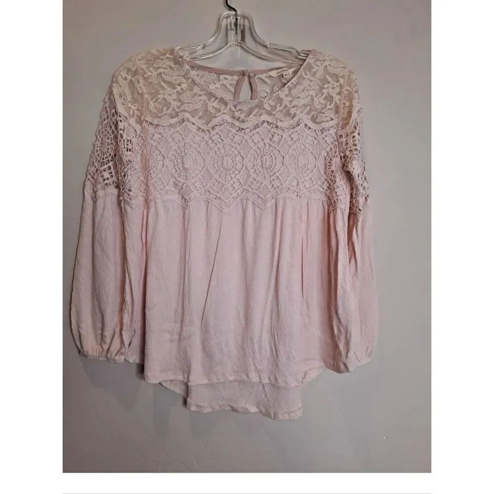 Sundance Top Women's Small Pink Lace Flowy Crochet Sheer Romantic Cottage